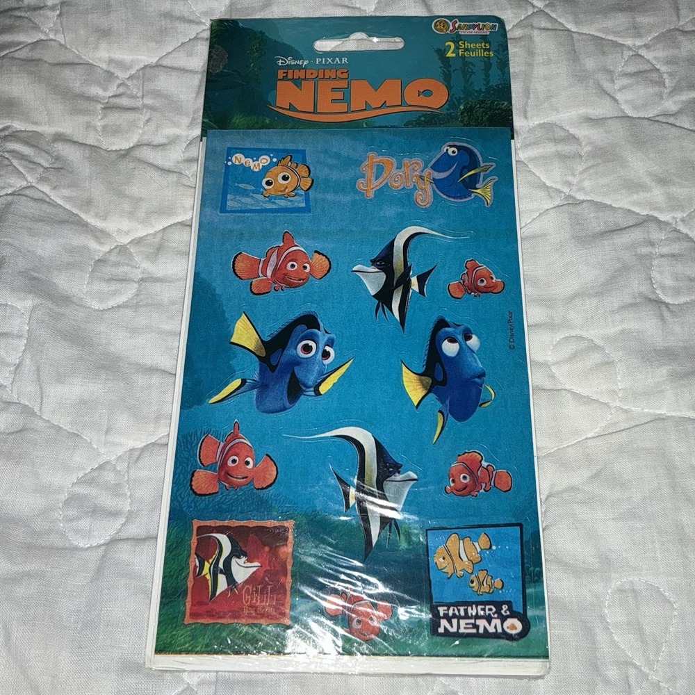 Vintage Sandylion Stickers Finding‎ Nemo Disney  NEw Sealed 2 Sheets Y2K